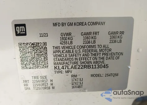 2024 Buick Envista Preferred Fwd z USA, uszkodzony, nr VIN KL47LAE22RB113045